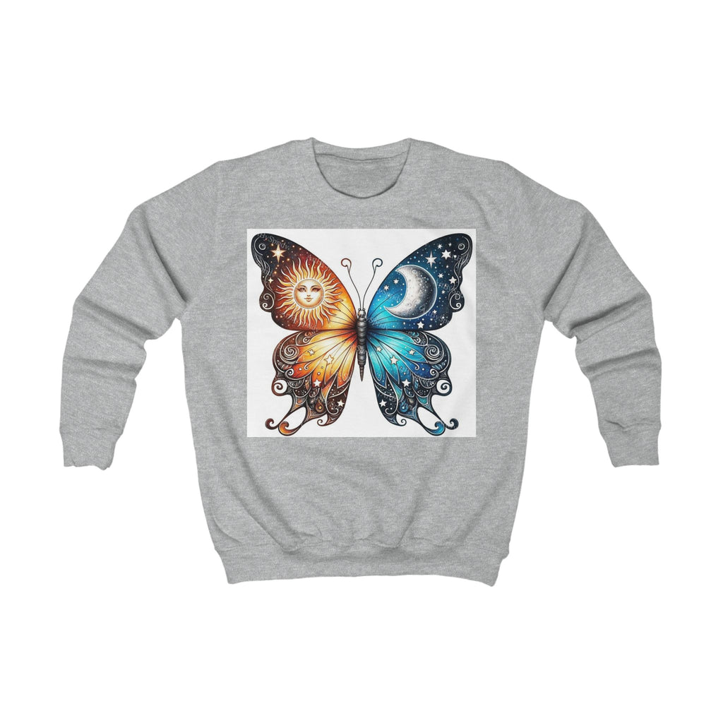 Butterfly Sun and Moon Kids Sweatshirt, Kids Clothing, Butterfly Sweatshirt, Unique Gift for Kids, Cozy Pullover