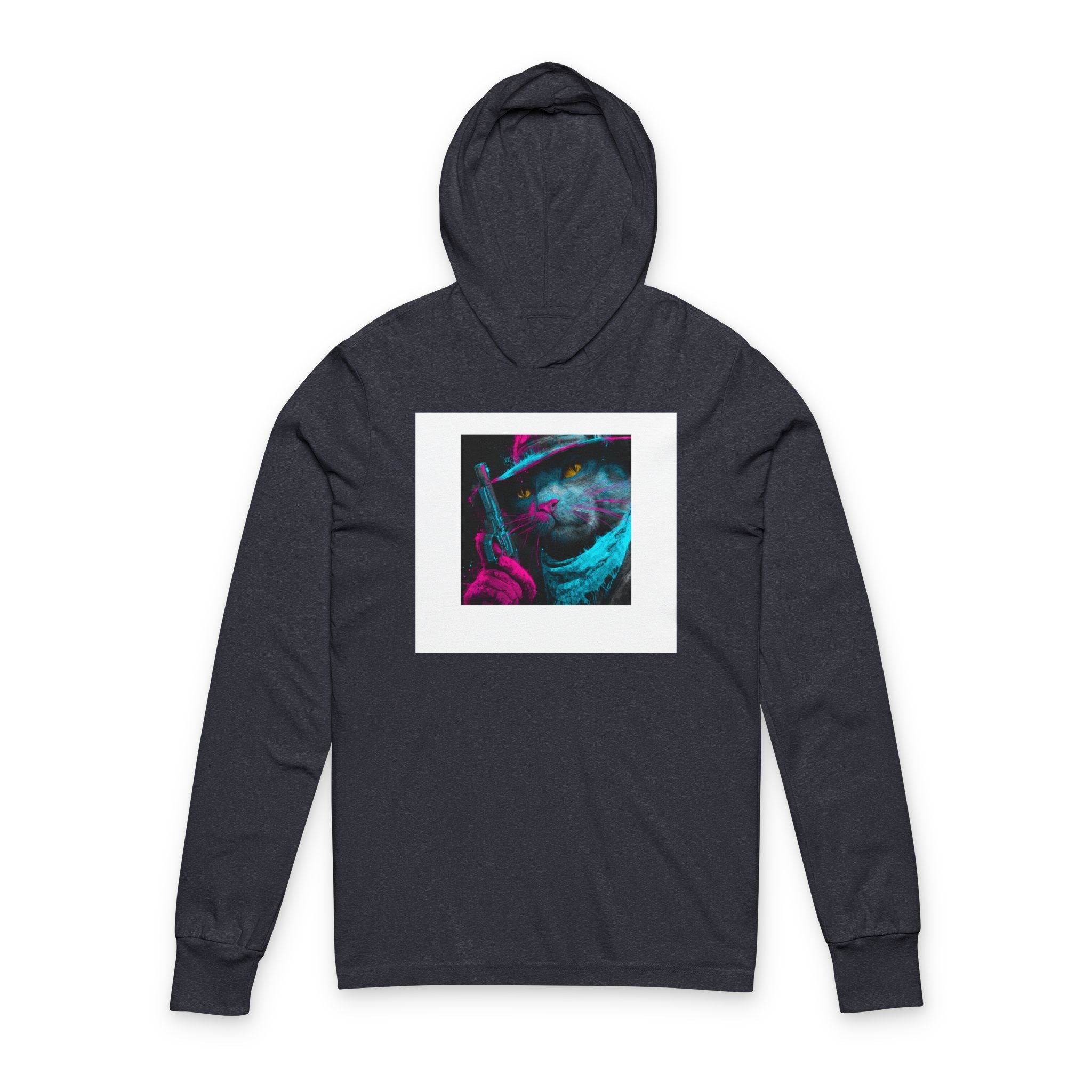 Cool Graphic Unisex Hooded Long Sleeve Tee, Edgy Casual Wear, Everyday Comfort, Ideal Gift for Him/Her, Perfect for Festivals, Streetwear