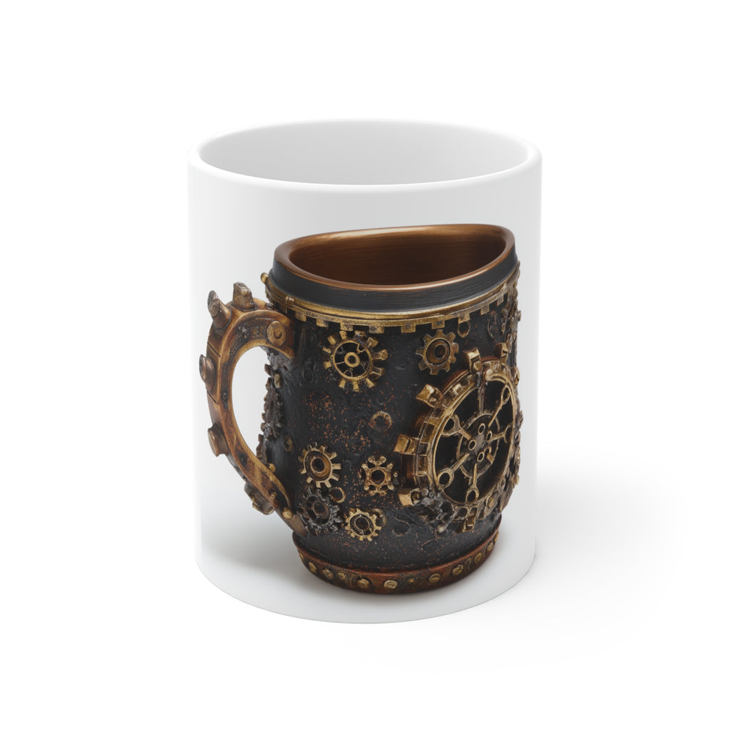 Steampunk Gear Mug, Unique Coffee Cup, Artisan Drinkware for Mechanics and Creatives, Holiday Gift Idea