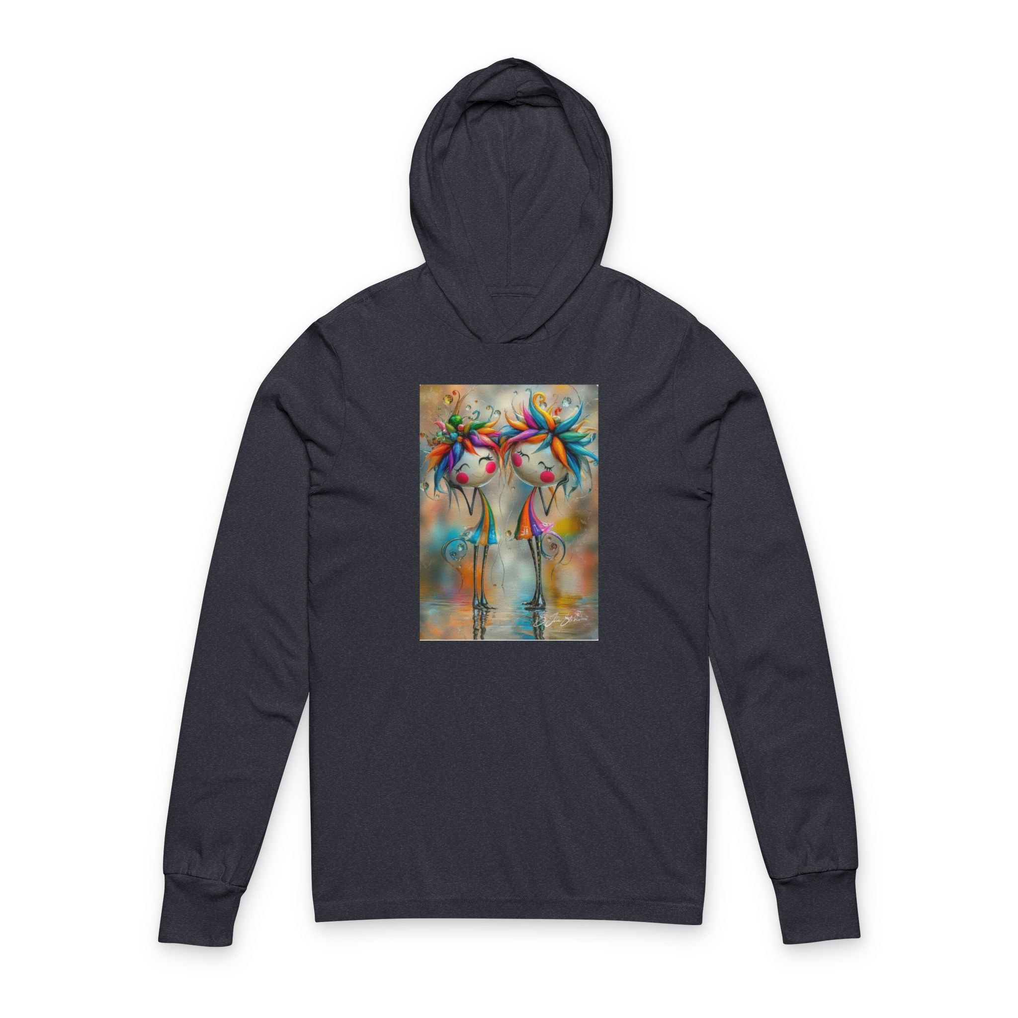 Colorful Art-Inspired Unisex Hooded Long Sleeve Tee, Stylish Casual Wear, Perfect for Events, Gifts, Everyday Use, Comfortable and Trendy