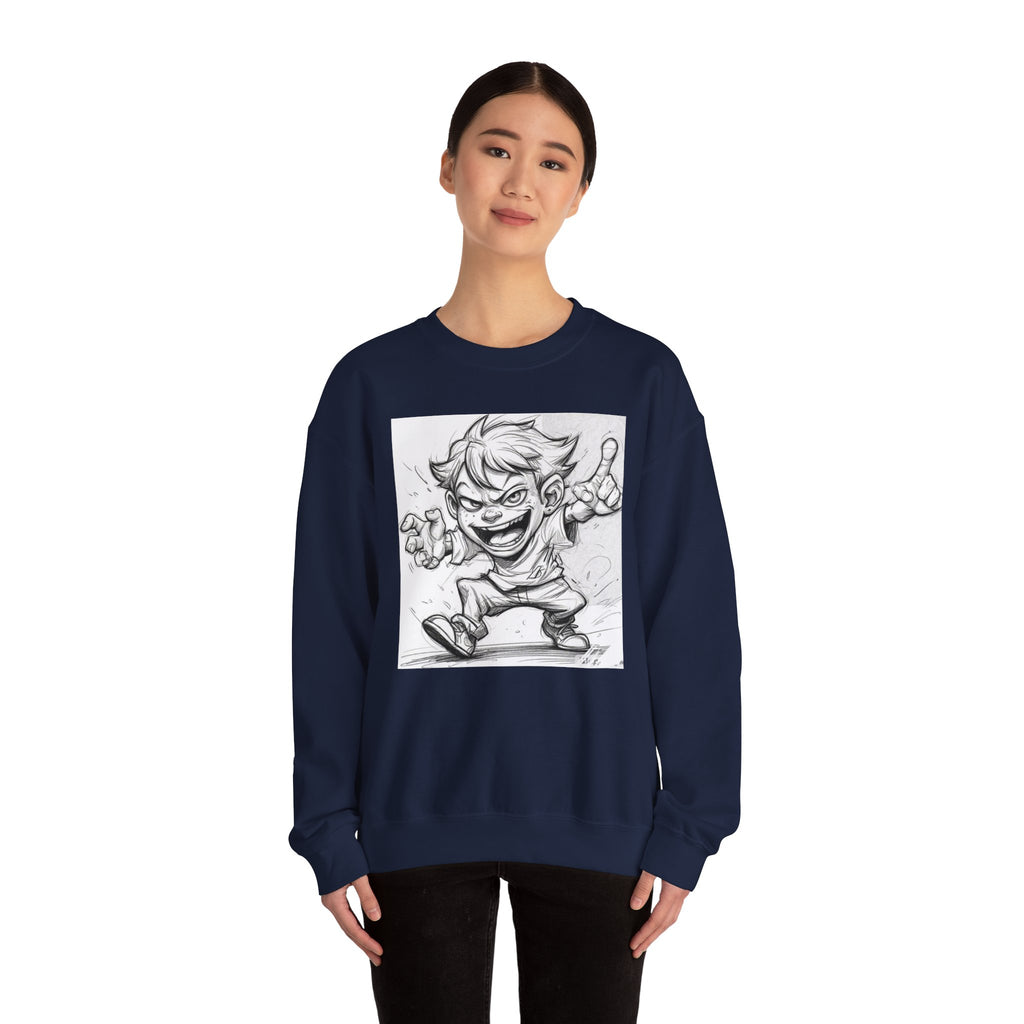 Fun Character Graphic Sweatshirt, Unisex Crewneck Sweatshirt, Cartoon Sweatshirt, Gift for Kids, Playful Sweatshirt, Everyday Wear