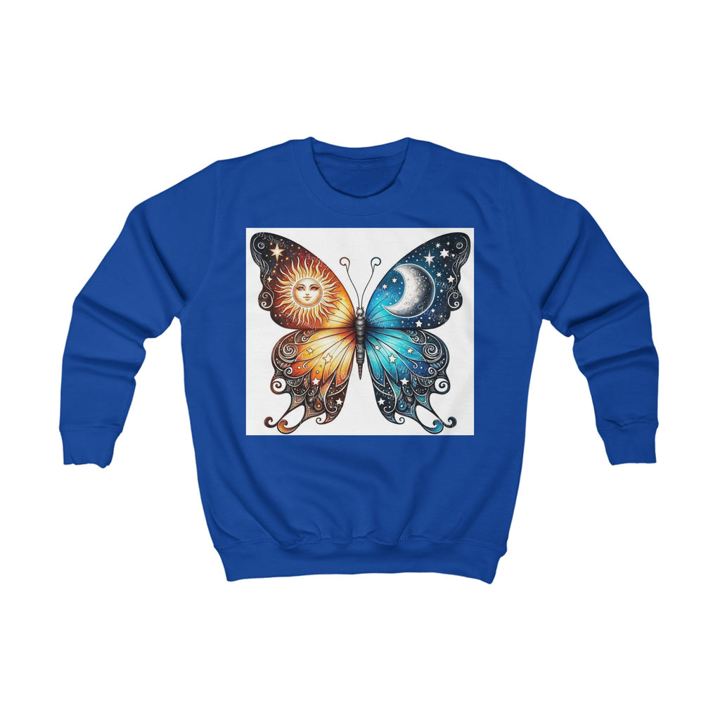 Butterfly Sun and Moon Kids Sweatshirt, Kids Clothing, Butterfly Sweatshirt, Unique Gift for Kids, Cozy Pullover