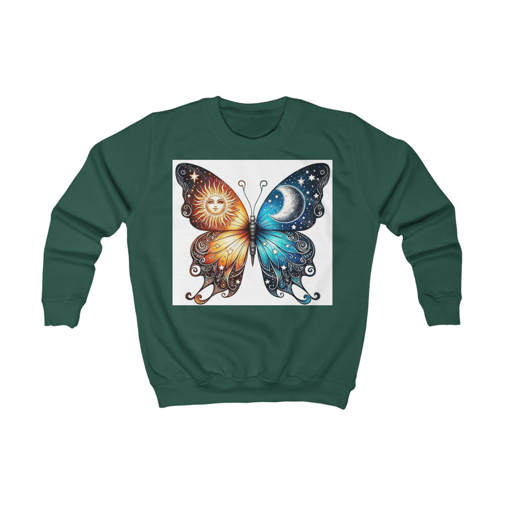 Butterfly Sun and Moon Kids Sweatshirt, Kids Clothing, Butterfly Sweatshirt, Unique Gift for Kids, Cozy Pullover