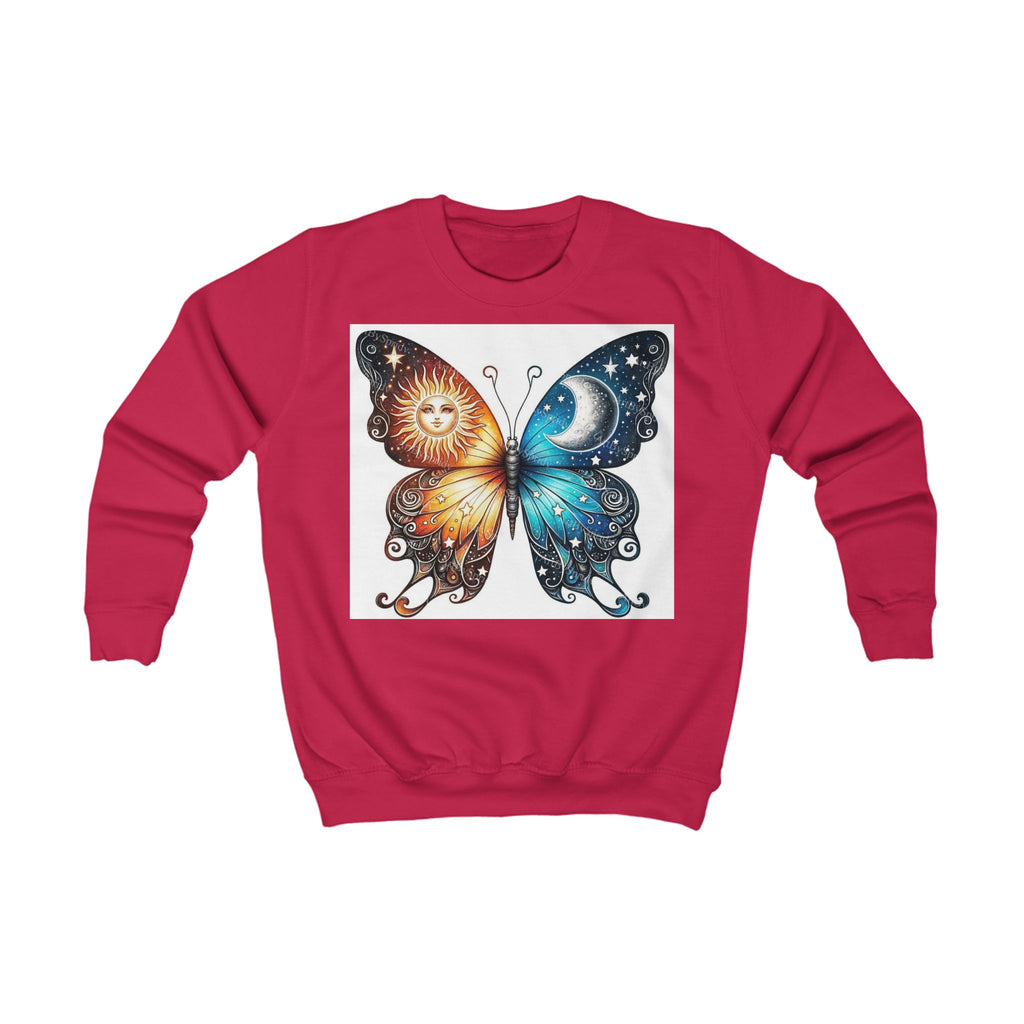 Butterfly Sun and Moon Kids Sweatshirt, Kids Clothing, Butterfly Sweatshirt, Unique Gift for Kids, Cozy Pullover