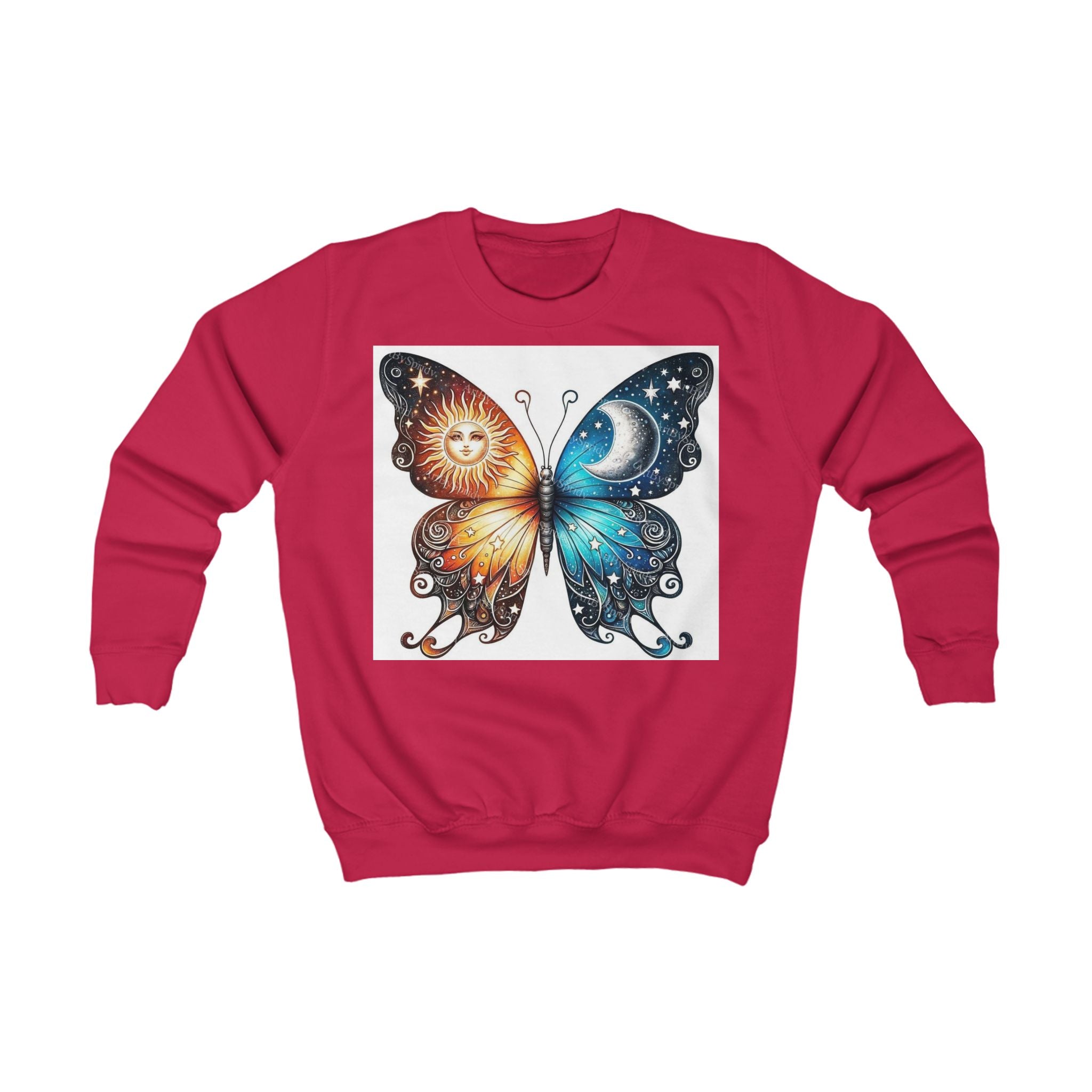 Butterfly Sun and Moon Kids Sweatshirt, Kids Clothing, Butterfly Sweatshirt, Unique Gift for Kids, Cozy Pullover