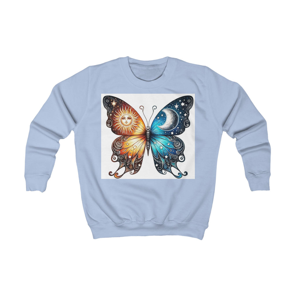 Butterfly Sun and Moon Kids Sweatshirt, Kids Clothing, Butterfly Sweatshirt, Unique Gift for Kids, Cozy Pullover