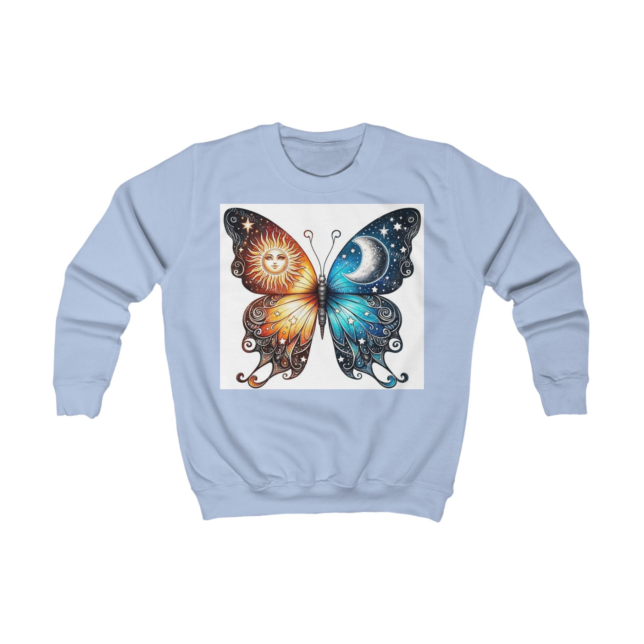 Butterfly Sun and Moon Kids Sweatshirt, Kids Clothing, Butterfly Sweatshirt, Unique Gift for Kids, Cozy Pullover