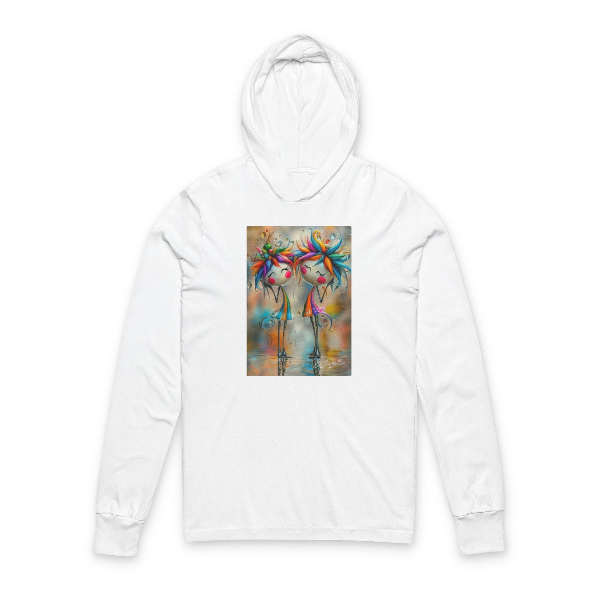 Colorful Art-Inspired Unisex Hooded Long Sleeve Tee, Stylish Casual Wear, Perfect for Events, Gifts, Everyday Use, Comfortable and Trendy