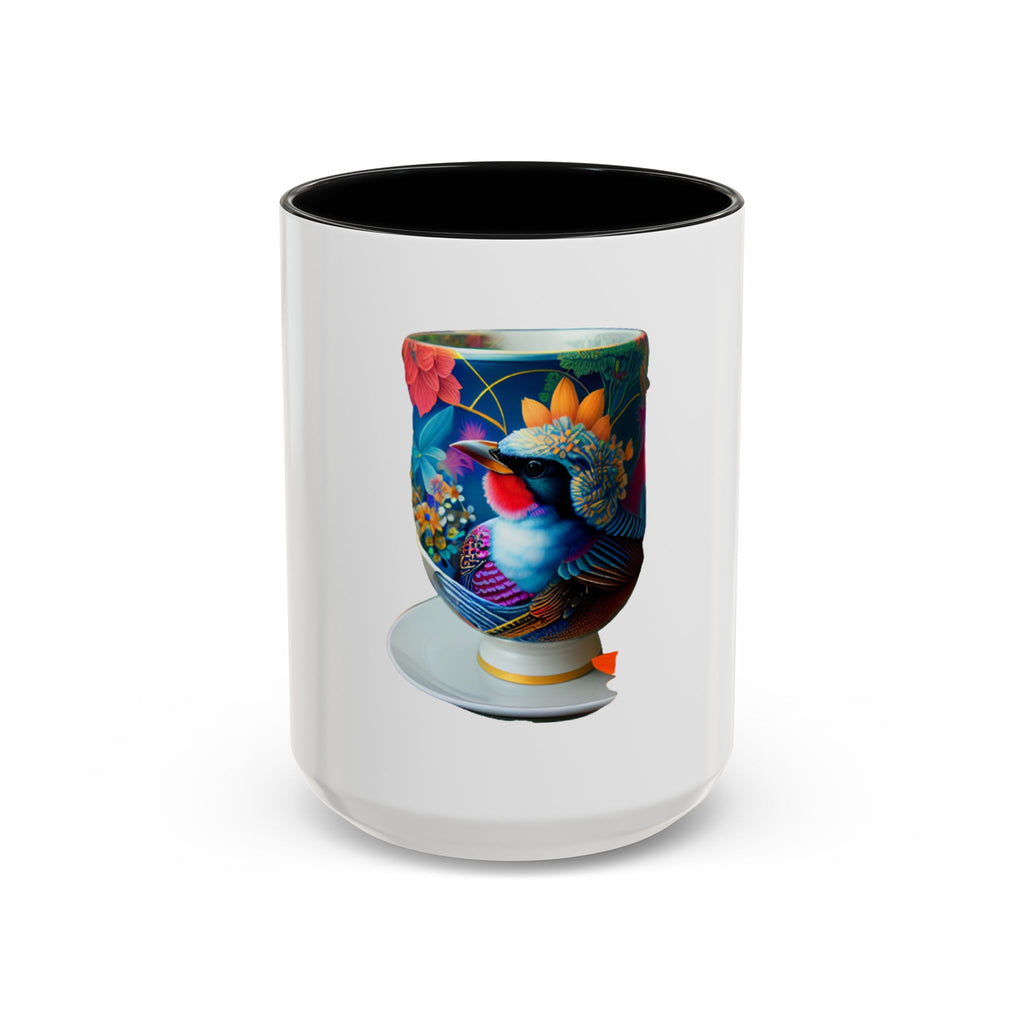 Vibrant Accent Coffee Mug | Colorful Art Mug for Home, Office, Gifts, Unique Coffee Lover, Hummingbird Design