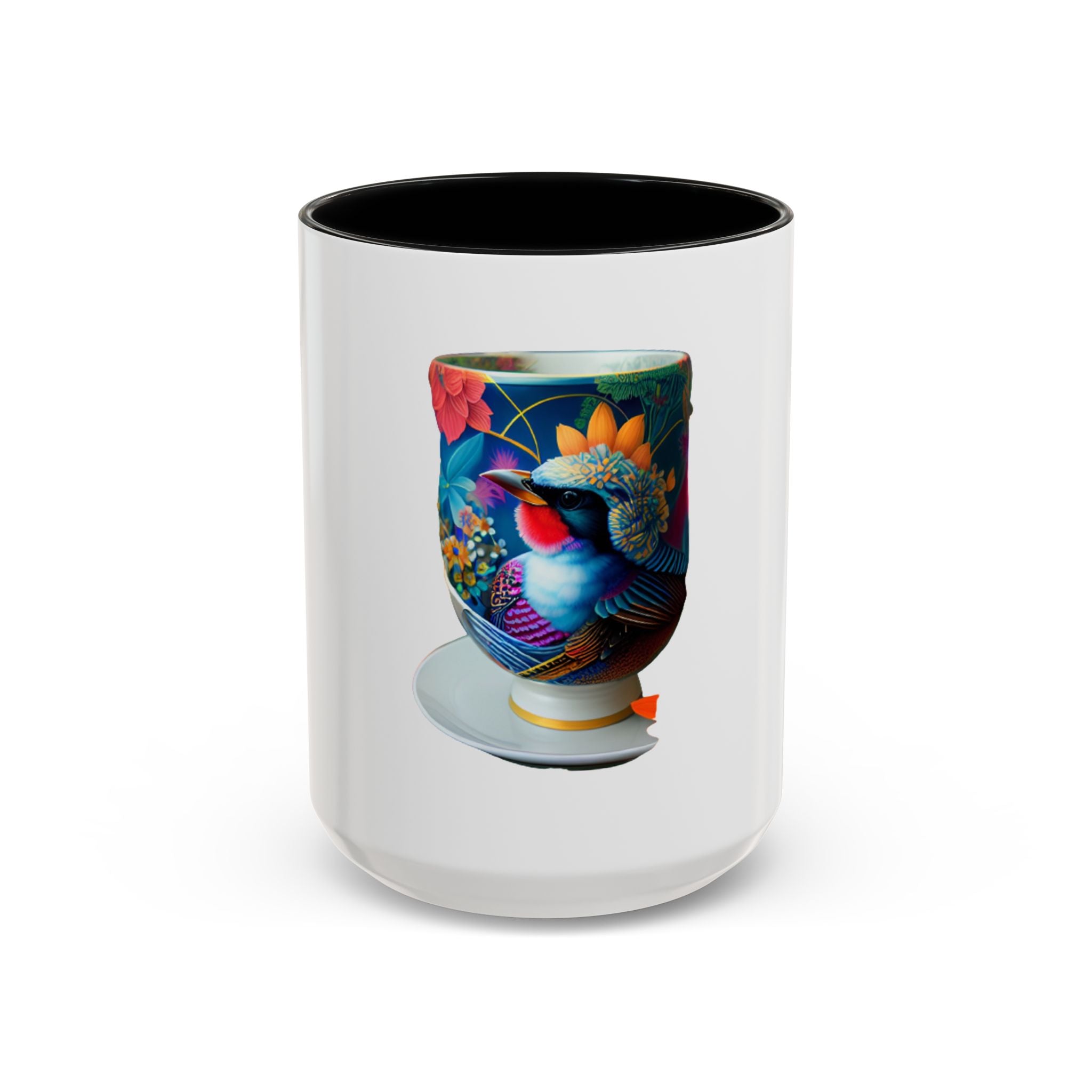 Vibrant Accent Coffee Mug | Colorful Art Mug for Home, Office, Gifts, Unique Coffee Lover, Hummingbird Design