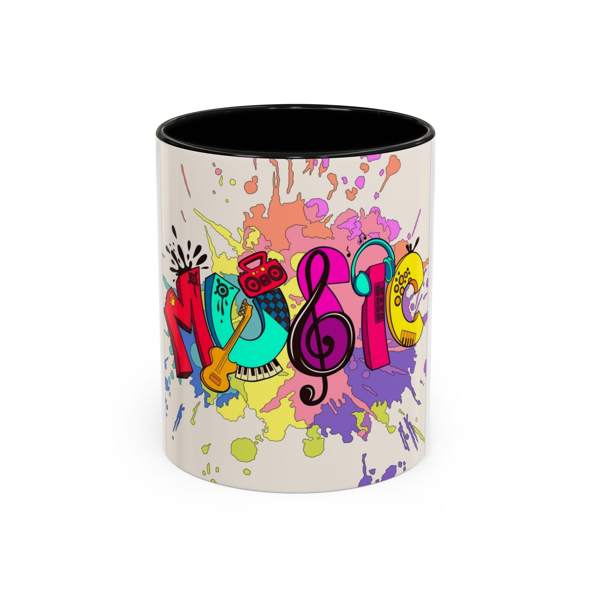 Vibrant Music Mug | Colorful Coffee Cup for Music Lovers, Gift for Musicians, Artsy Home Decor, Unique Birthday Present