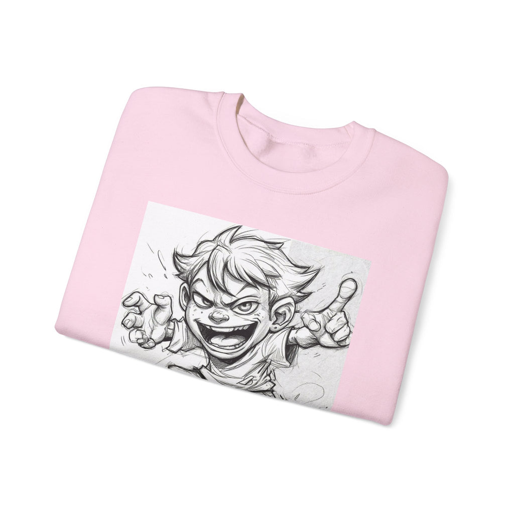 Fun Character Graphic Sweatshirt, Unisex Crewneck Sweatshirt, Cartoon Sweatshirt, Gift for Kids, Playful Sweatshirt, Everyday Wear
