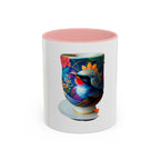 Vibrant Accent Coffee Mug | Colorful Art Mug for Home, Office, Gifts, Unique Coffee Lover, Hummingbird Design