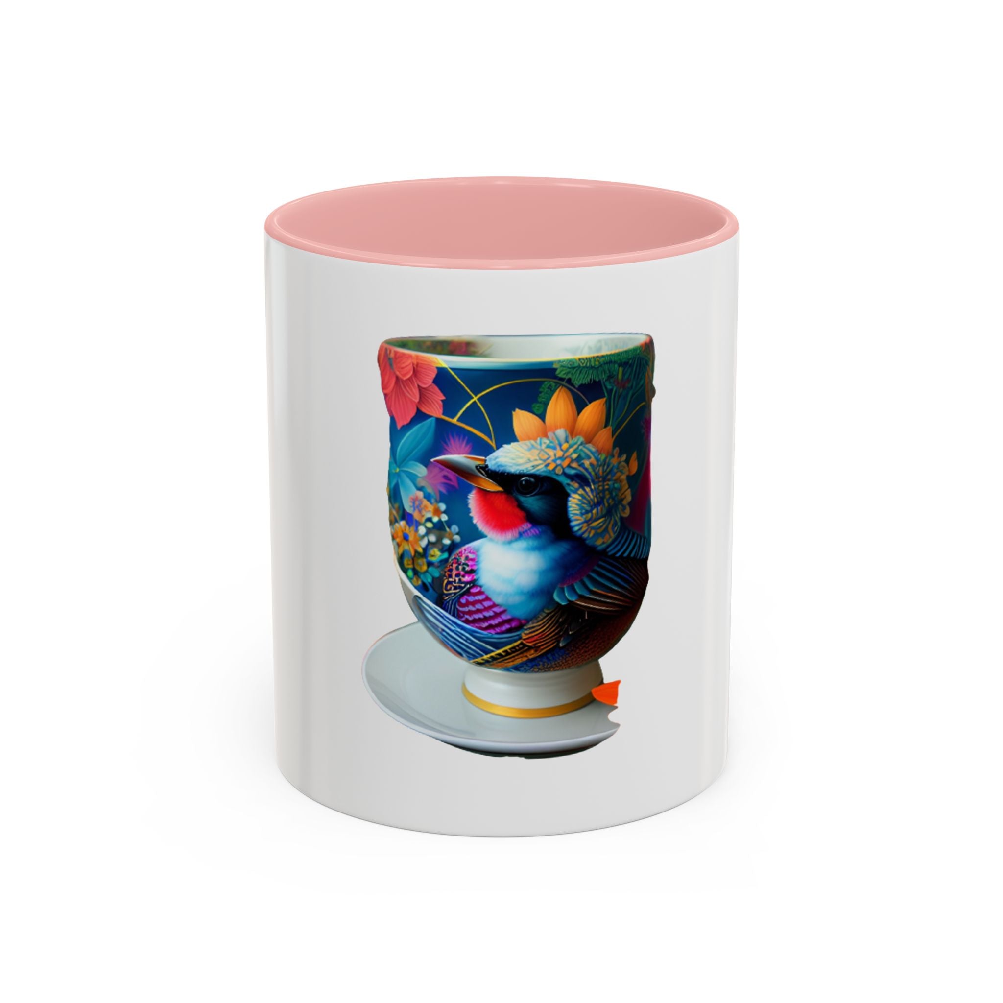 Vibrant Accent Coffee Mug | Colorful Art Mug for Home, Office, Gifts, Unique Coffee Lover, Hummingbird Design