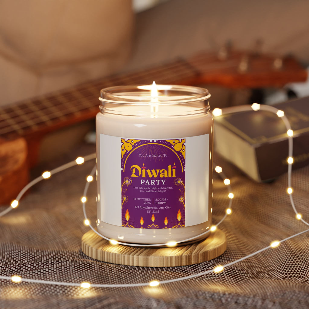Diwali Party Scented Soy Candle, 9oz | Aromatic Home Decor, Festive Gift, Relaxation Accessory, Holiday Decor, Eco-Friendly Lighting