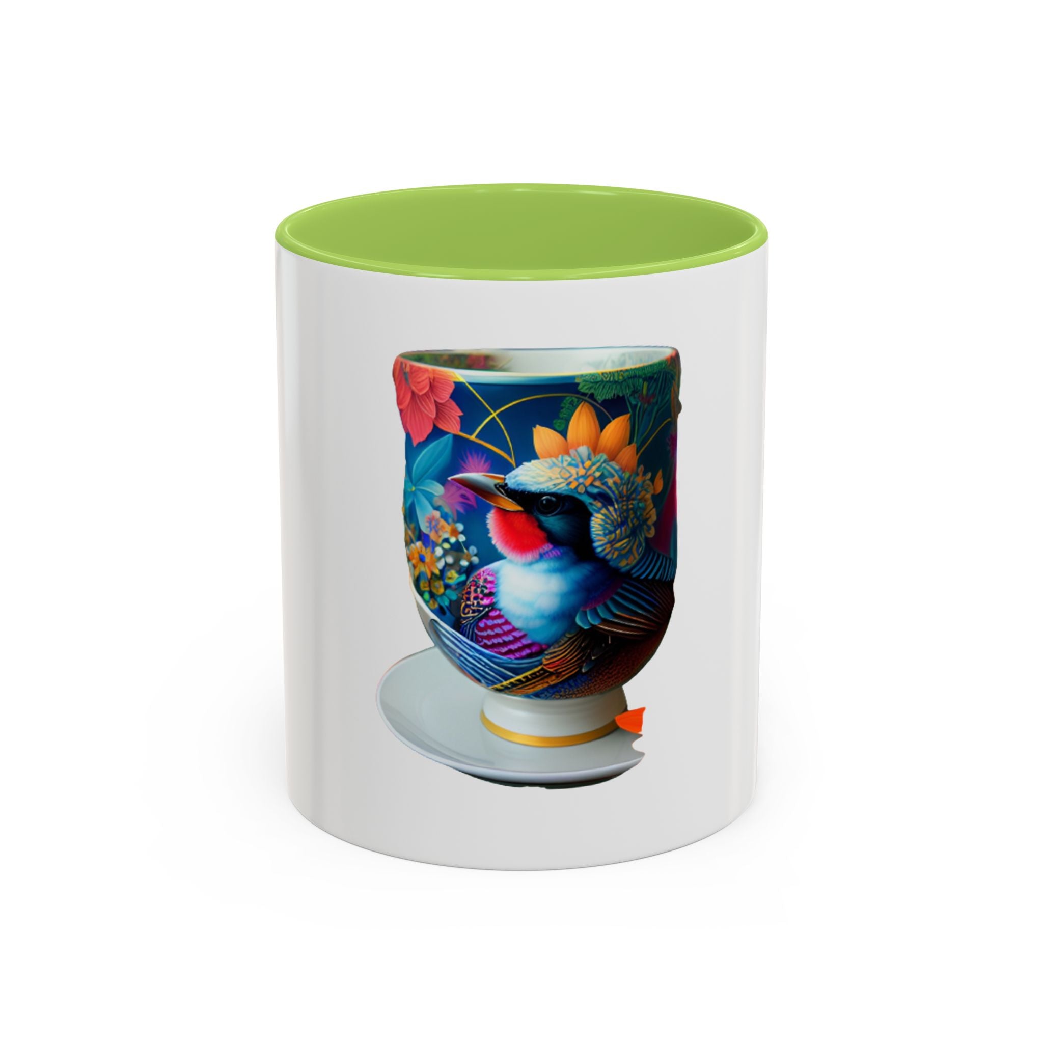 Vibrant Accent Coffee Mug | Colorful Art Mug for Home, Office, Gifts, Unique Coffee Lover, Hummingbird Design