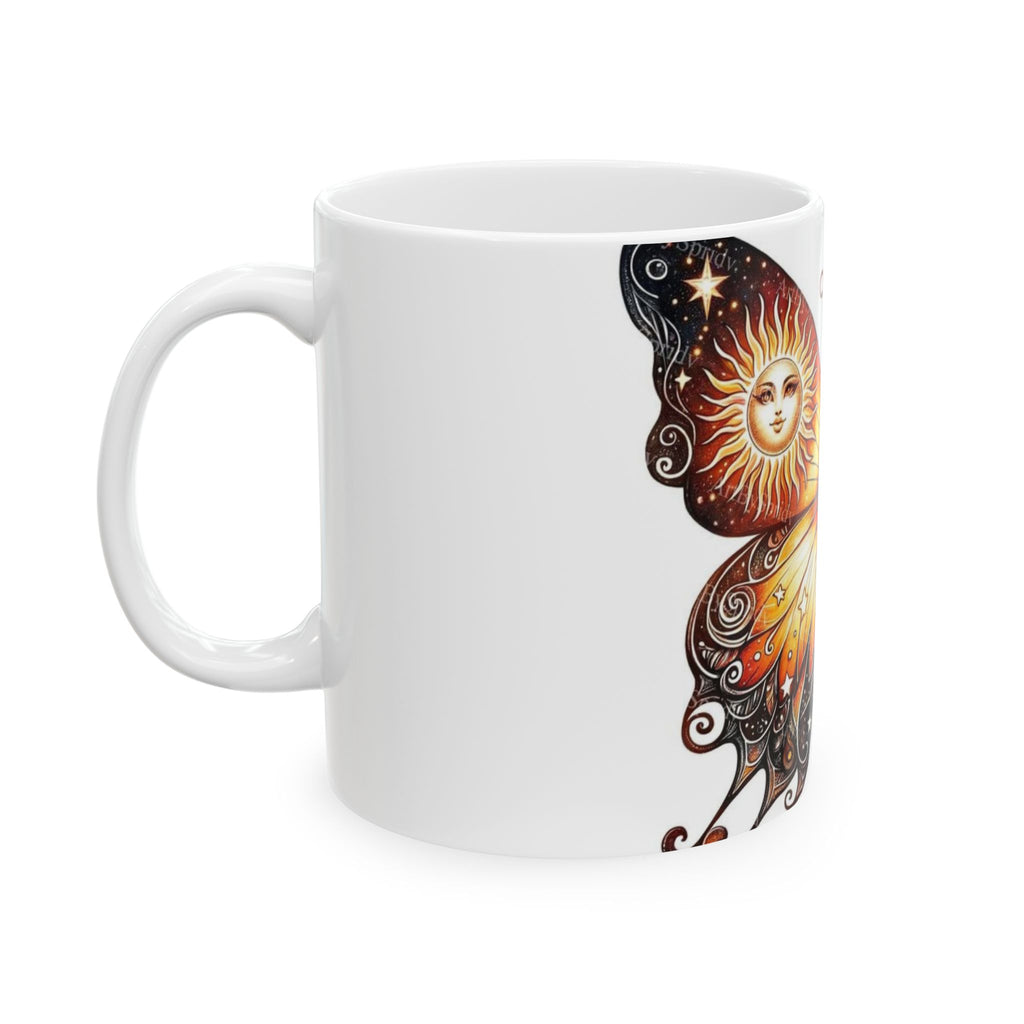Sun and Moon Butterfly Ceramic Mug | Inspirational Coffee Mug, Unique Gift for Butterfly Lovers, Art Mug for Home Decor, Spiritual Drinkware