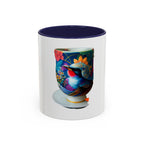 Vibrant Accent Coffee Mug | Colorful Art Mug for Home, Office, Gifts, Unique Coffee Lover, Hummingbird Design