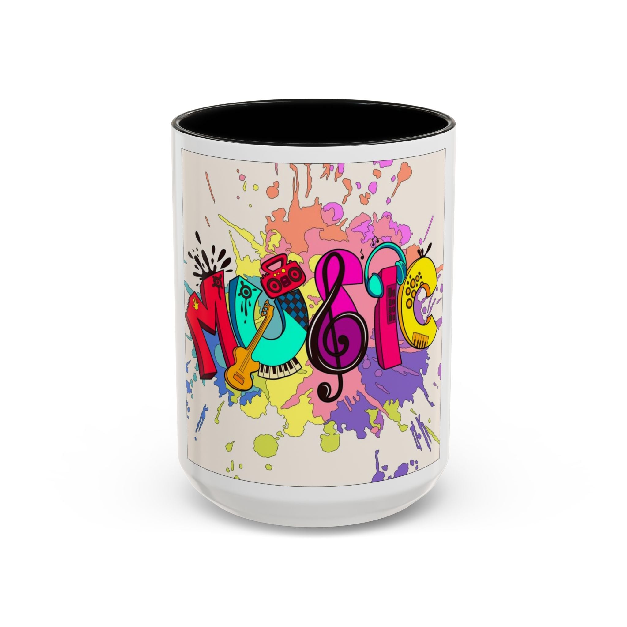 Vibrant Music Mug | Colorful Coffee Cup for Music Lovers, Gift for Musicians, Artsy Home Decor, Unique Birthday Present