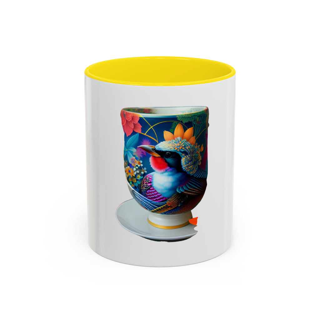 Vibrant Accent Coffee Mug | Colorful Art Mug for Home, Office, Gifts, Unique Coffee Lover, Hummingbird Design