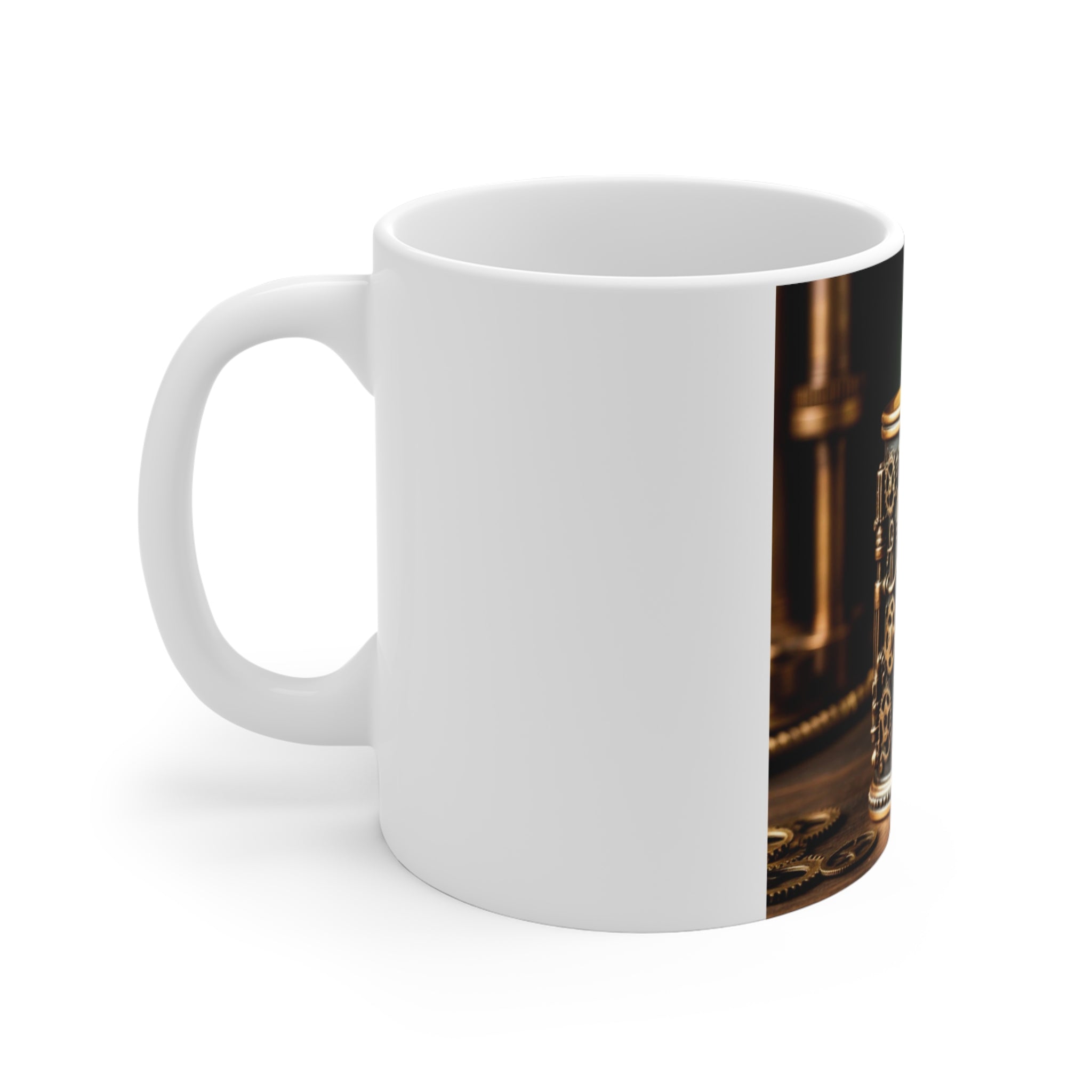 Steampunk Gear Mug, 11oz Coffee Cup, Vintage Industrial Drinkware, Gifts for Him, Retro Home Decor, Customizable Design