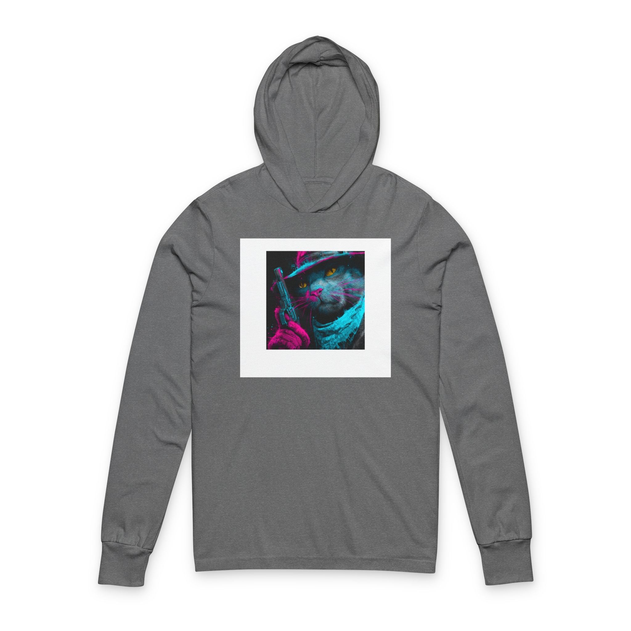 Cool Graphic Unisex Hooded Long Sleeve Tee, Edgy Casual Wear, Everyday Comfort, Ideal Gift for Him/Her, Perfect for Festivals, Streetwear