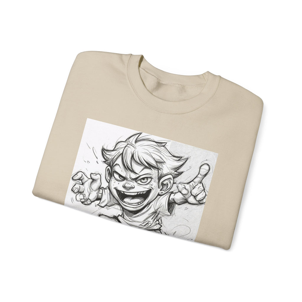 Fun Character Graphic Sweatshirt, Unisex Crewneck Sweatshirt, Cartoon Sweatshirt, Gift for Kids, Playful Sweatshirt, Everyday Wear