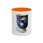Vibrant Accent Coffee Mug | Colorful Art Mug for Home, Office, Gifts, Unique Coffee Lover, Hummingbird Design