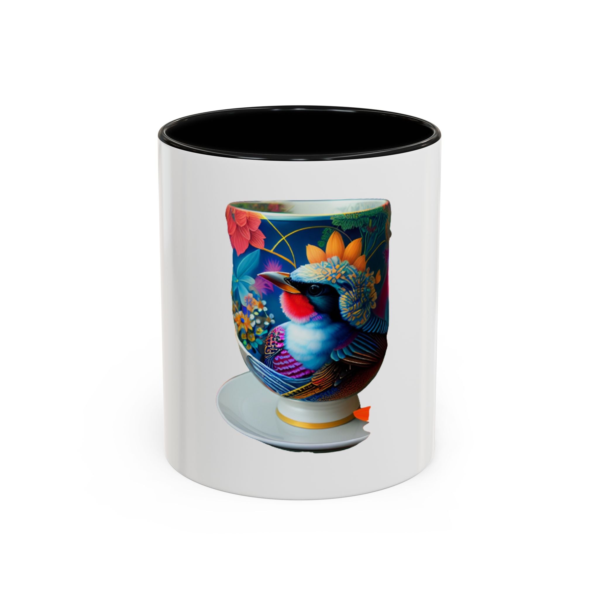 Vibrant Accent Coffee Mug | Colorful Art Mug for Home, Office, Gifts, Unique Coffee Lover, Hummingbird Design