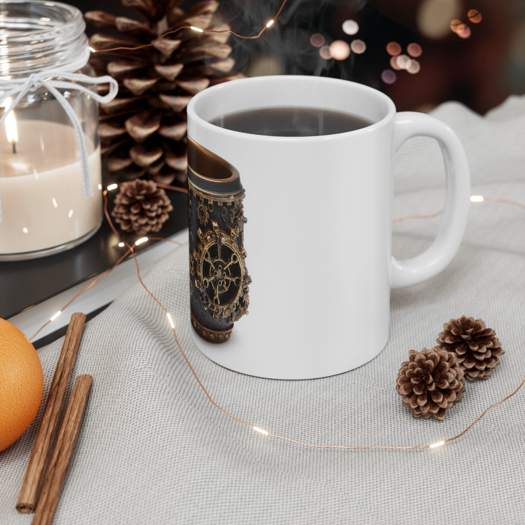 Steampunk Gear Mug, Unique Coffee Cup, Artisan Drinkware for Mechanics and Creatives, Holiday Gift Idea
