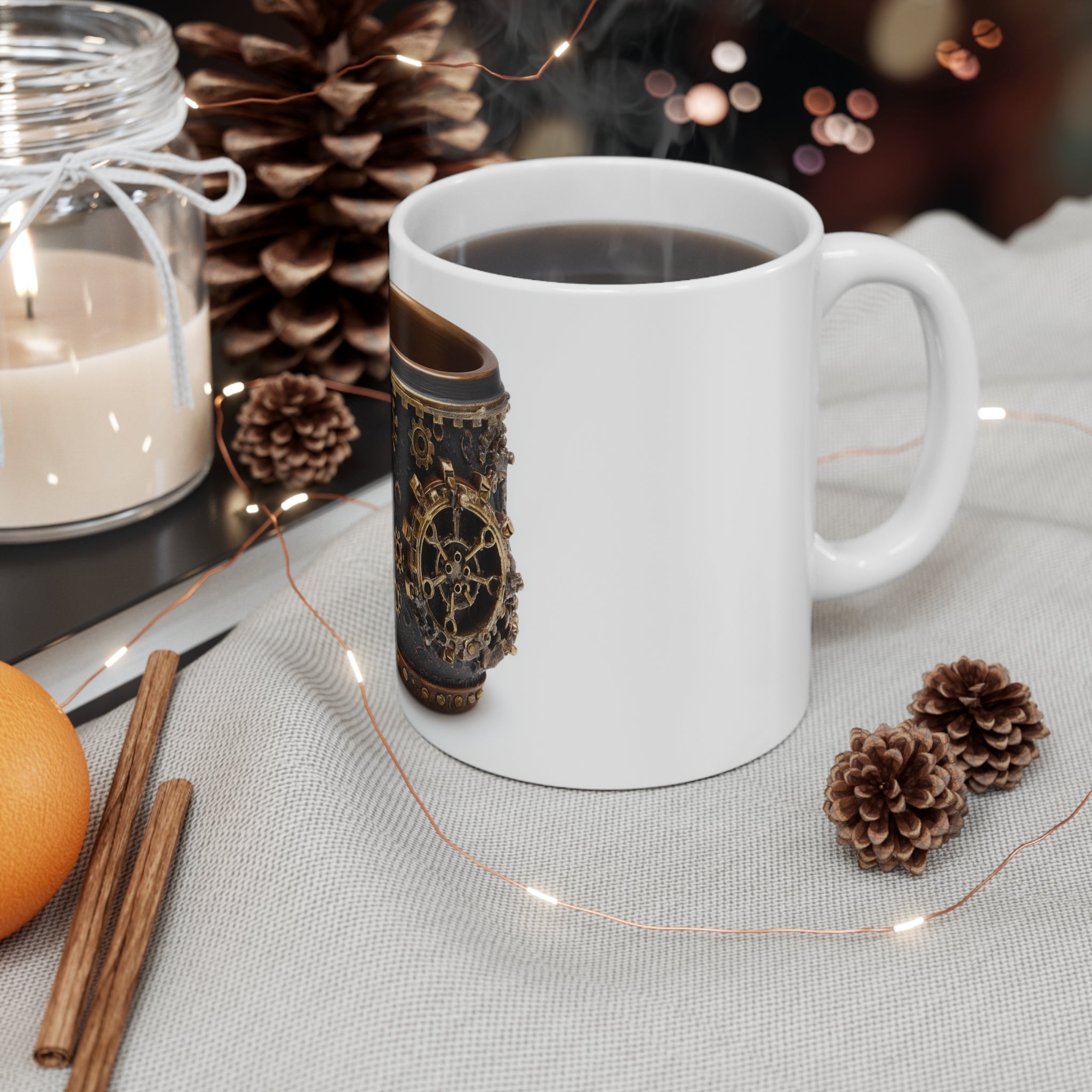 Steampunk Gear Mug, Unique Coffee Cup, Artisan Drinkware for Mechanics and Creatives, Holiday Gift Idea