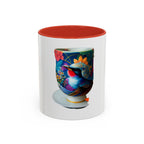 Vibrant Accent Coffee Mug | Colorful Art Mug for Home, Office, Gifts, Unique Coffee Lover, Hummingbird Design