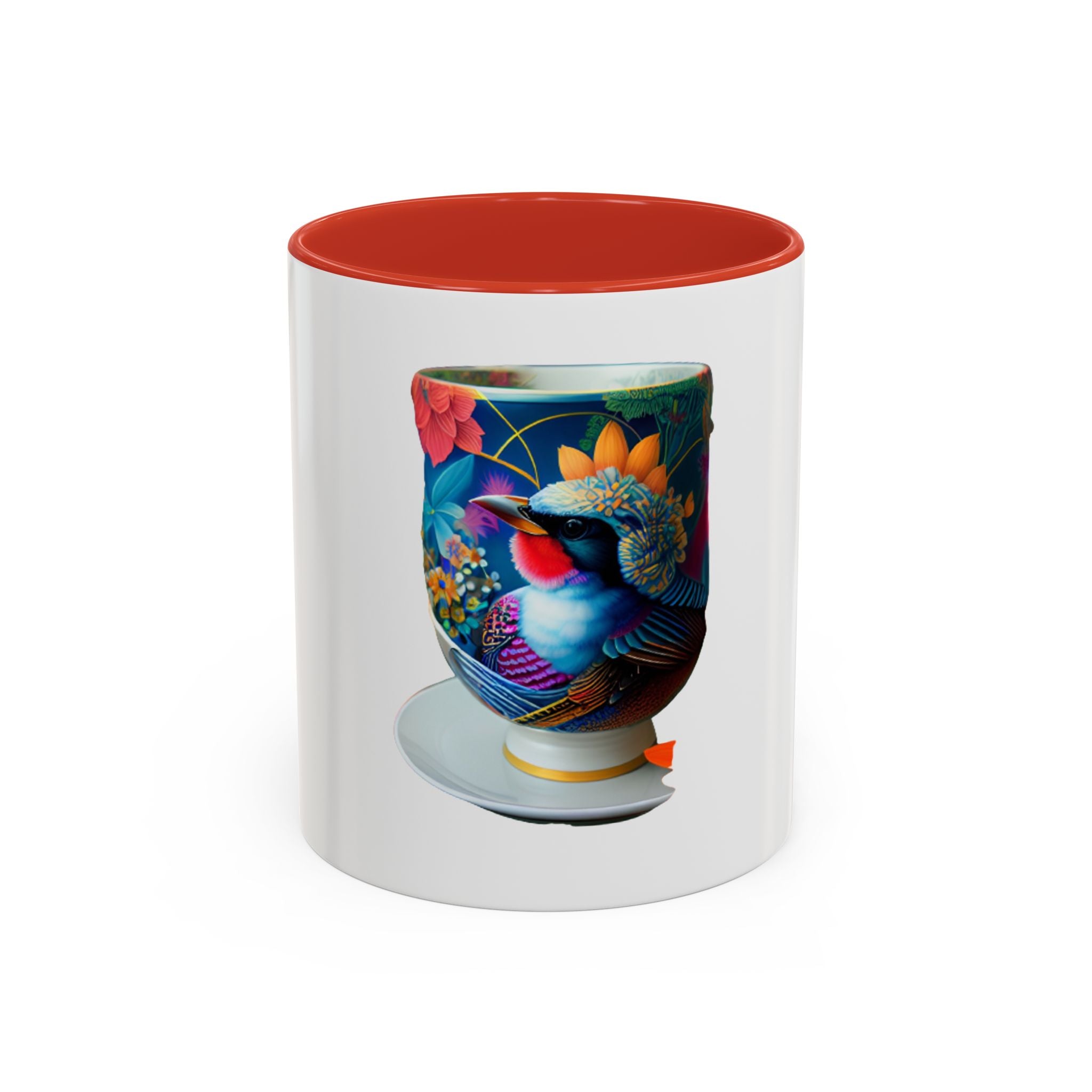 Vibrant Accent Coffee Mug | Colorful Art Mug for Home, Office, Gifts, Unique Coffee Lover, Hummingbird Design