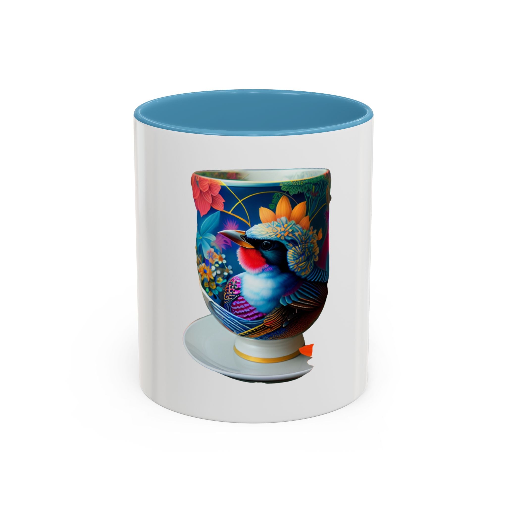 Vibrant Accent Coffee Mug | Colorful Art Mug for Home, Office, Gifts, Unique Coffee Lover, Hummingbird Design