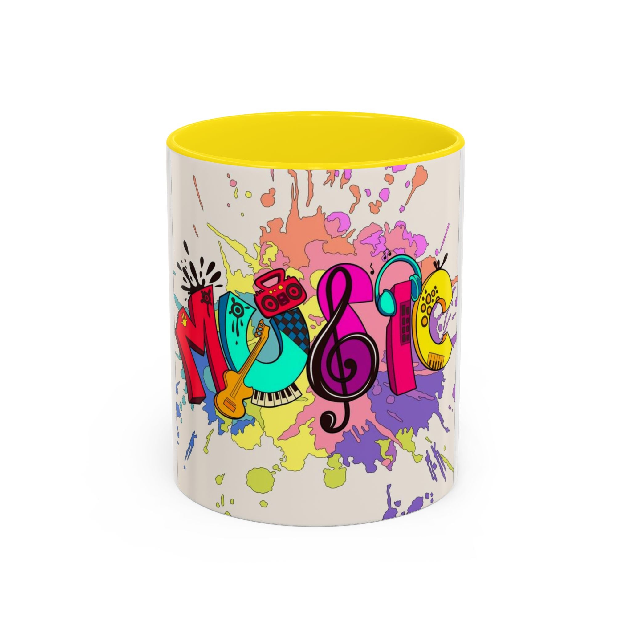 Vibrant Music Mug | Colorful Coffee Cup for Music Lovers, Gift for Musicians, Artsy Home Decor, Unique Birthday Present
