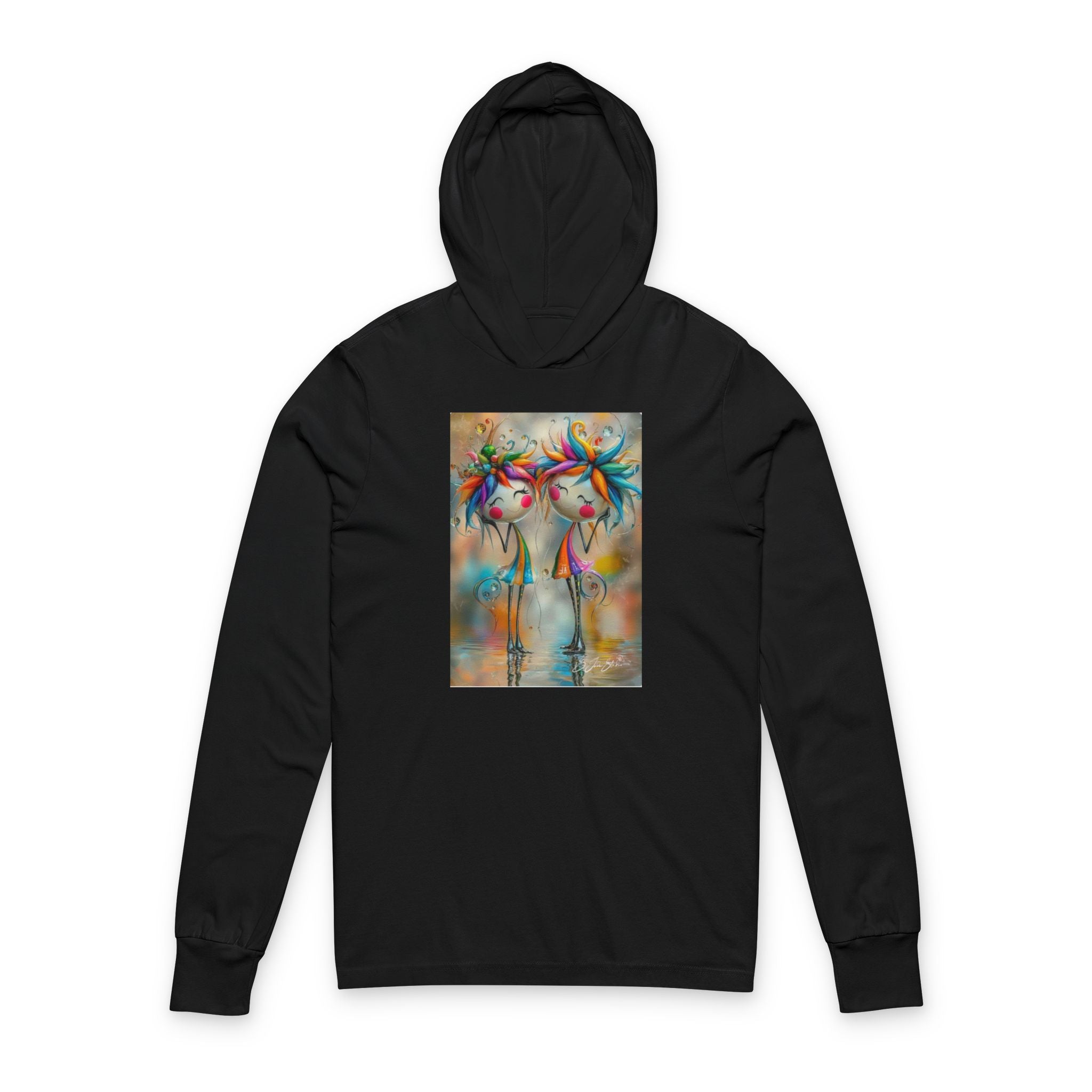 Colorful Art-Inspired Unisex Hooded Long Sleeve Tee, Stylish Casual Wear, Perfect for Events, Gifts, Everyday Use, Comfortable and Trendy